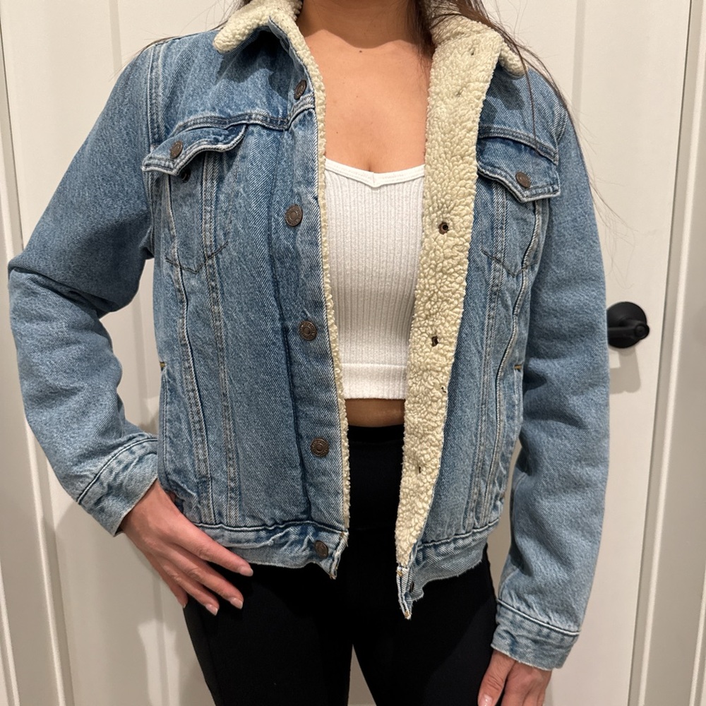Denim Sherpa-Lined Jacket